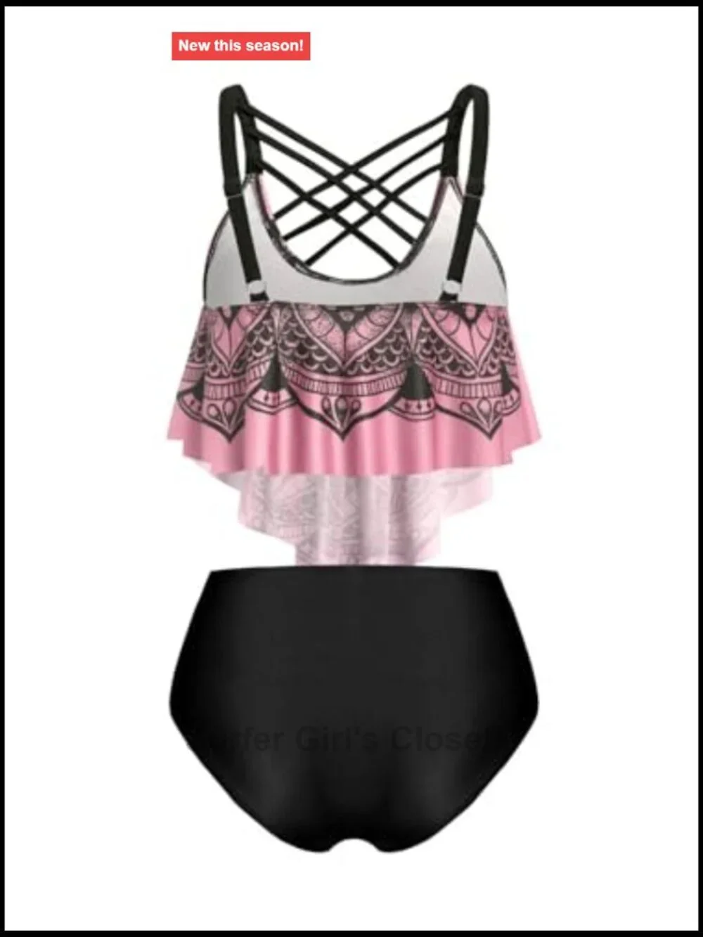Gothic Skull Tankini Bikini Set High Waisted Two Piece Swimsuit Tummy Control